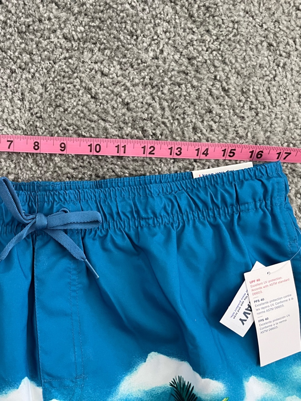 Old Navy Teal Tropical Palm Print Swim Shorts - Picture 3 of 6